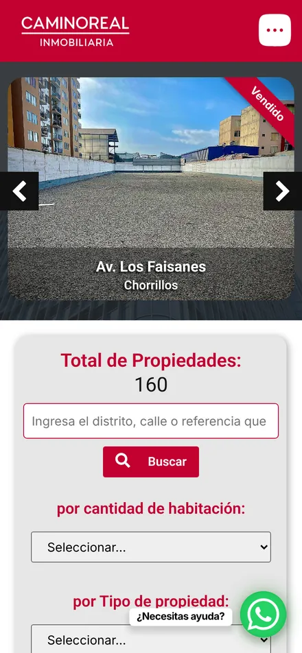 Web de Camino Real en celular
