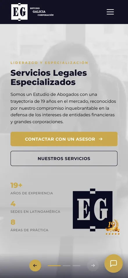Web de Estudio Galicia en celular