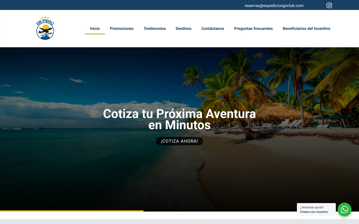 Web de Expedición Go Club en computadora