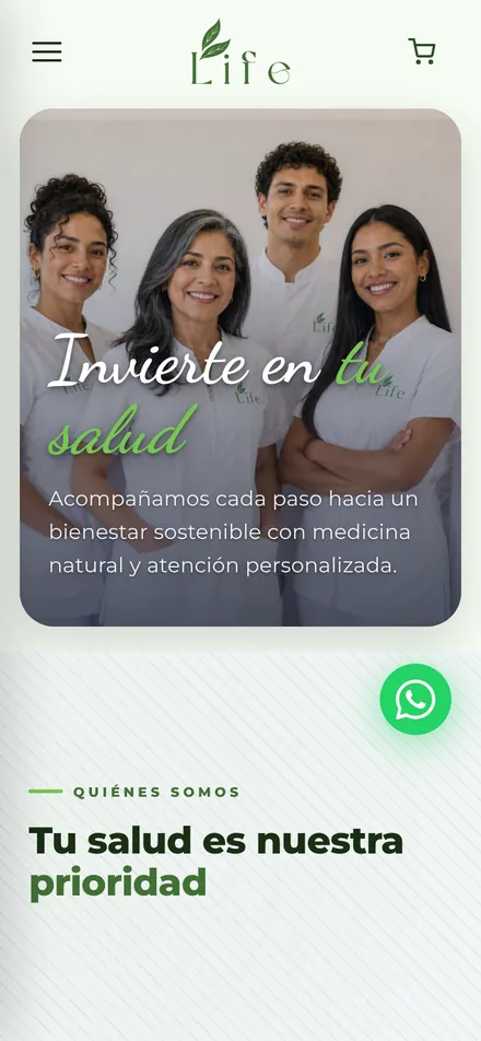 Web de Life Medicine en celular