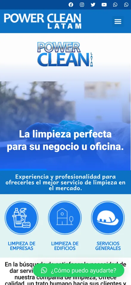 Web de Power Clean Latam en celular